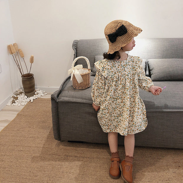 Cotton And Linen Pastoral Style Baby Princess Floral Dress