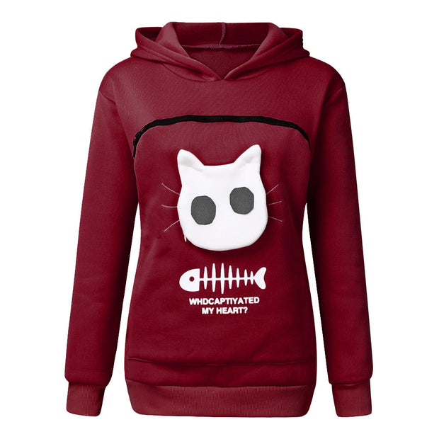 Hoodie Sweatshirt With Cat Pet Pocket