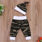 Three-piece Baby Letter Print Long-sleeved Romper Pants And Hat