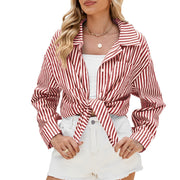 Striped Long Sleeve Shirt & Casual  Button