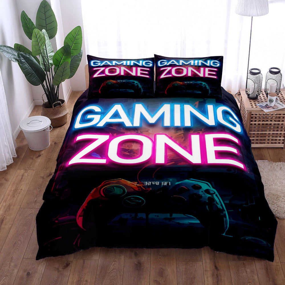 Gamepad Bed Printed Three-piece Set Bed Sheet Coverlet Pillow Case