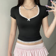 Fashion Women Stitching Slim Fit Versatile Top