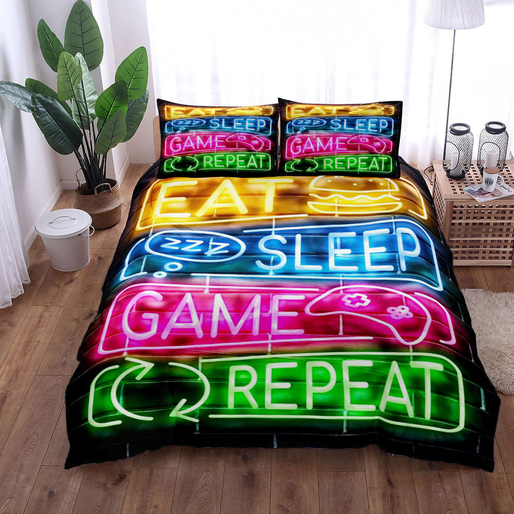 Gamepad Bed Printed Three-piece Set Bed Sheet Coverlet Pillow Case