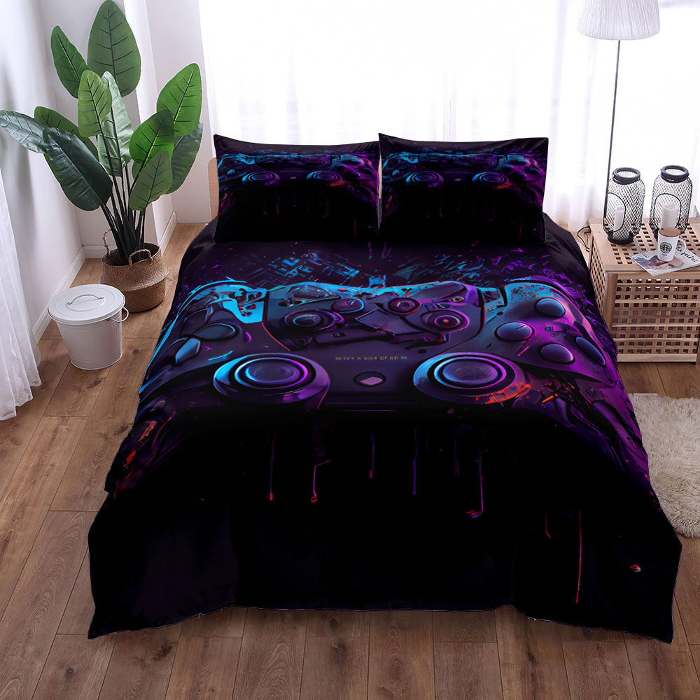 Gamepad Bed Printed Three-piece Set Bed Sheet Coverlet Pillow Case