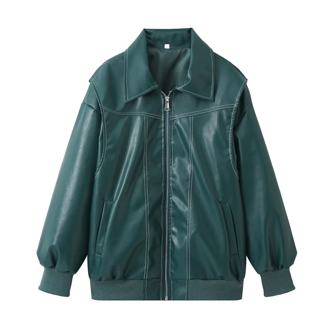 Motor Biker Leather Jacket Womens Clothing