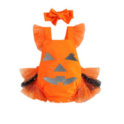 New Halloween Baby Jumpsuit Children's Funny Pumpkin Mesh Romper