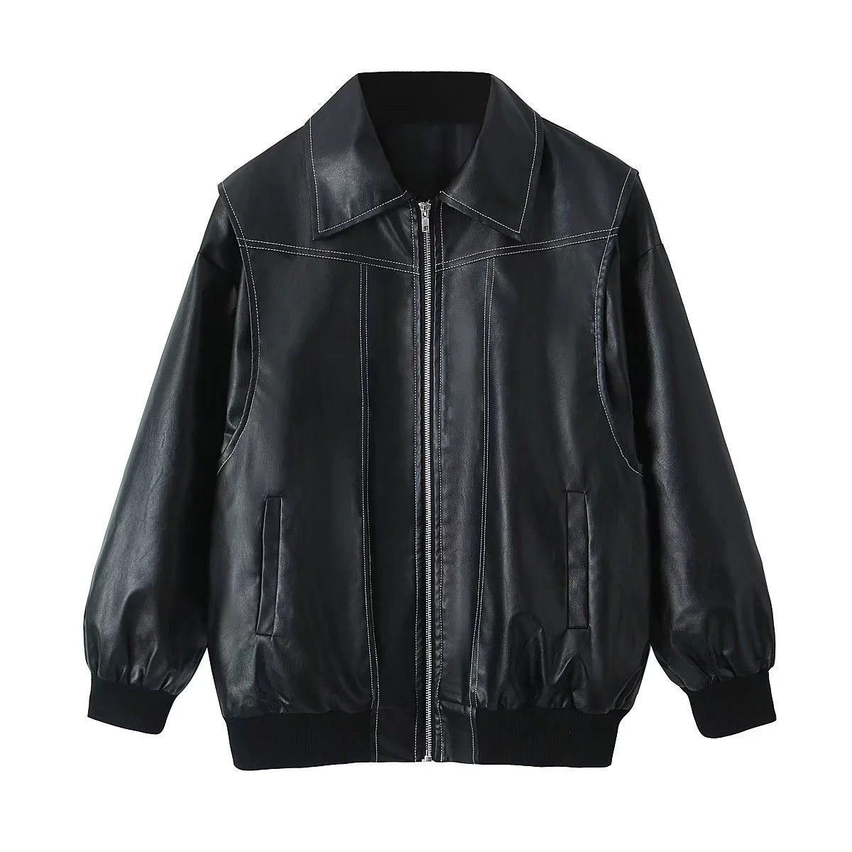 Motor Biker Leather Jacket Womens Clothing