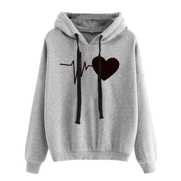 Heart Print Streetwear Hoodies