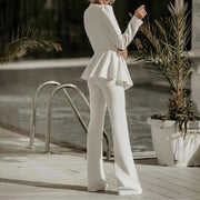 Women's Suit Lapel Tube Top High Waist Straight Lead Pants Three-piece Suit