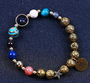 Twelve Constellations Bracelets Blue San Volcanic Rock Ancient & Gold Beaded Bracelet