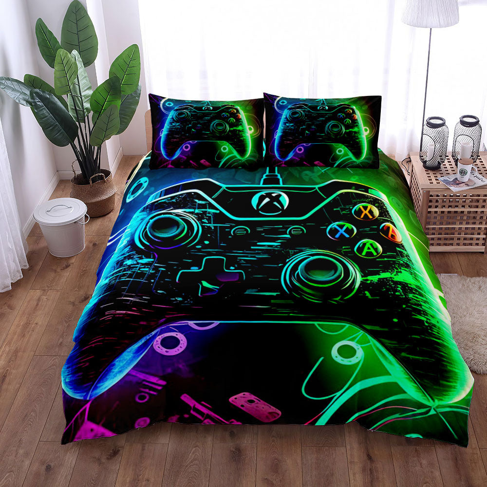 Gamepad Bed Printed Three-piece Set Bed Sheet Coverlet Pillow Case