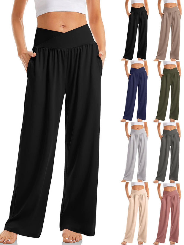 Women's Cross Waist Yoga Pants Loose Trousers Sports Pants