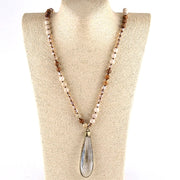 Popular Fashion Bohemian Style Natural Semi-precious Stone Glass Knotted Necklace