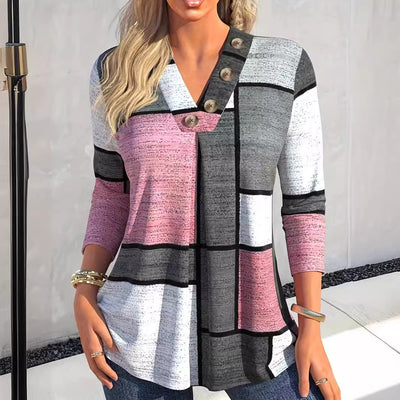 Women's Fashion V-neck Pullover T-shirt Top