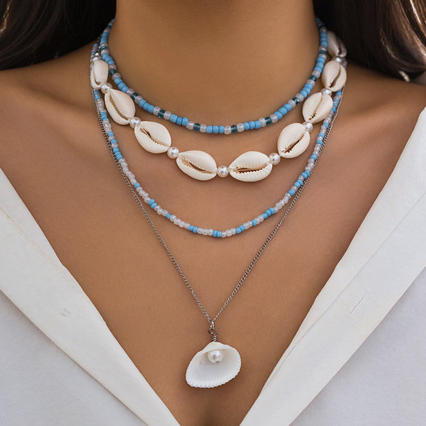 Ocean Style Shell Conch Tassel Multi-layer Necklace