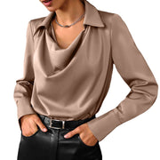 Women's Fashion Long Sleeve Irregular Collar Drape Shirt