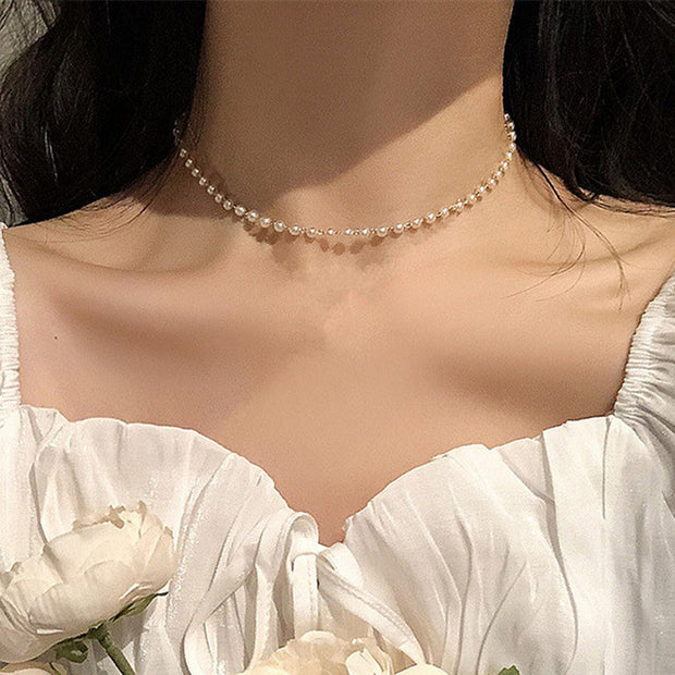 Vintage Pearl Necklace Women's High-grade Ins Style Simple