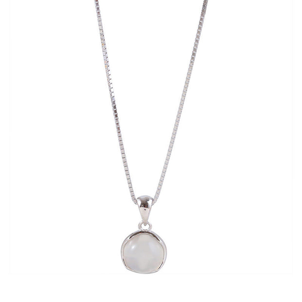 White Chalcedony Round Necklace For Women Special-interest Design