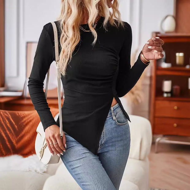 Casual Irregular Slit Long Sleeve