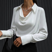 Women's Fashion Long Sleeve Irregular Collar Drape Shirt