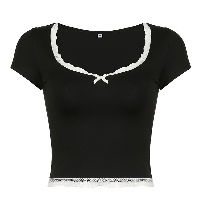 Fashion Women Stitching Slim Fit Versatile Top