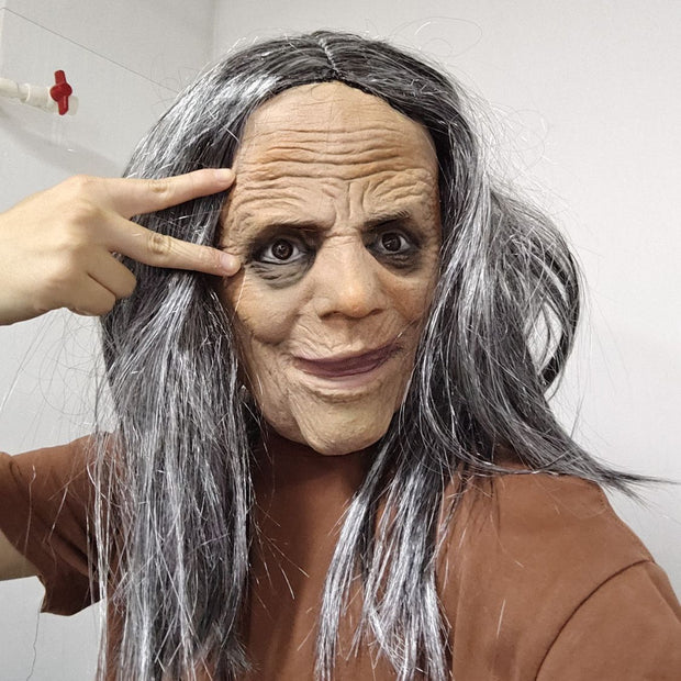 Halloween Granny Mask Latex Headset