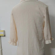 Women's Solid Color Cotton And Linen Breasted Loose Shirt Dress