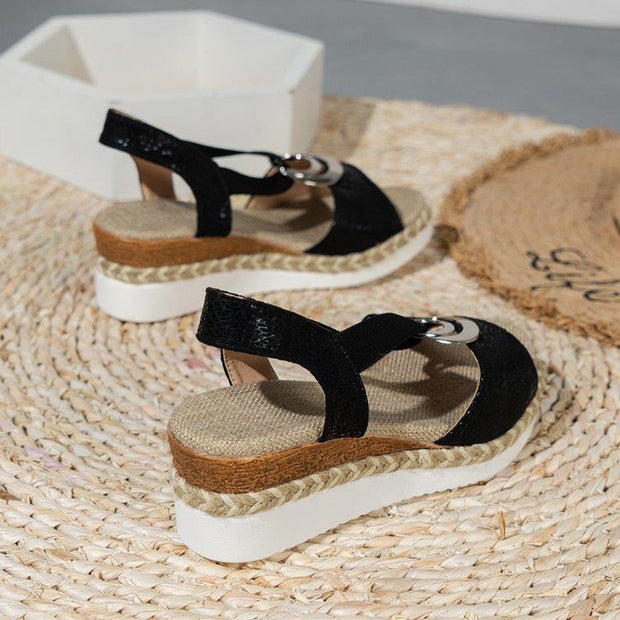 Women's Peep Toe Serpentine Wedges Sandals