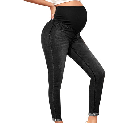 Maternity Jeans High Waist Belly Support Hip Lifting Stretch