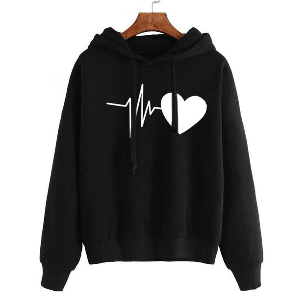 Heart Print Streetwear Hoodies