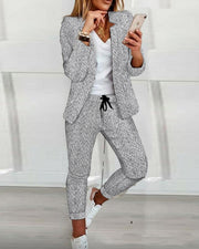 Two-piece Women's Printed Contrast Color Suit