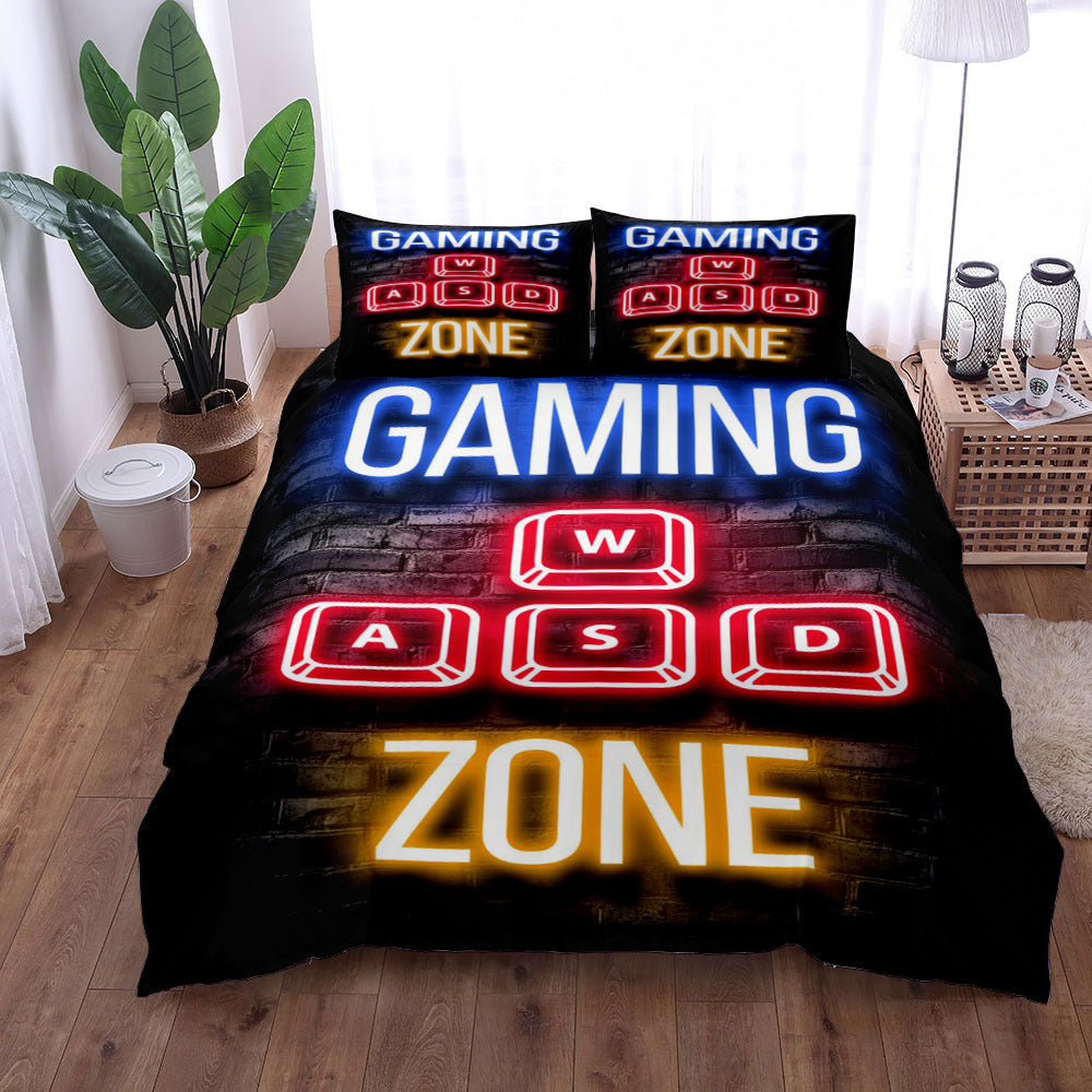 Gamepad Bed Printed Three-piece Set Bed Sheet Coverlet Pillow Case