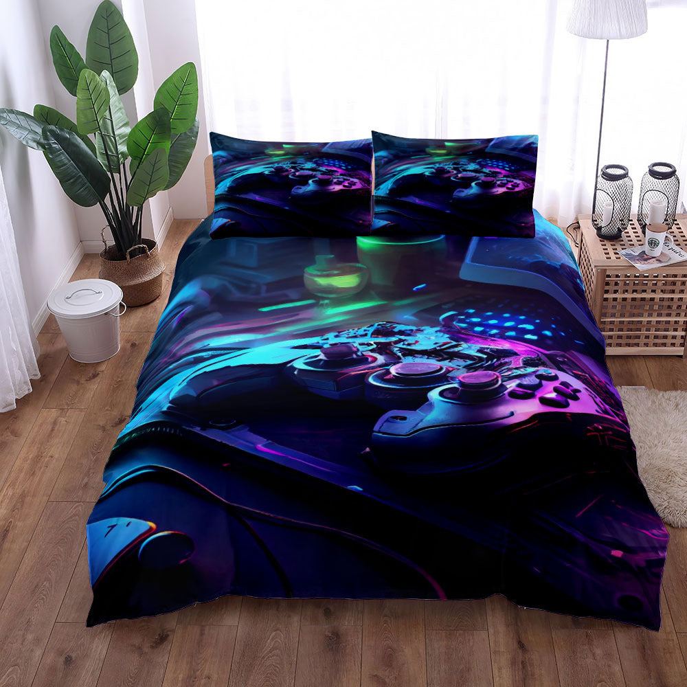 Gamepad Bed Printed Three-piece Set Bed Sheet Coverlet Pillow Case