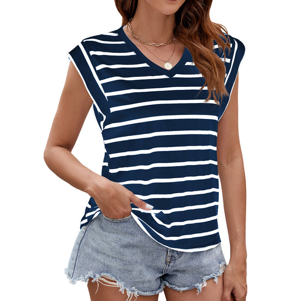 Fashion Stripe Print Short-sleeved T-Shirt