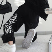 Womens Bottoms Black Drawstring Printing Sweatpants