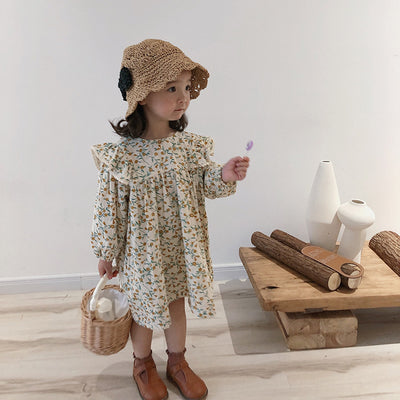 Cotton And Linen Pastoral Style Baby Princess Floral Dress