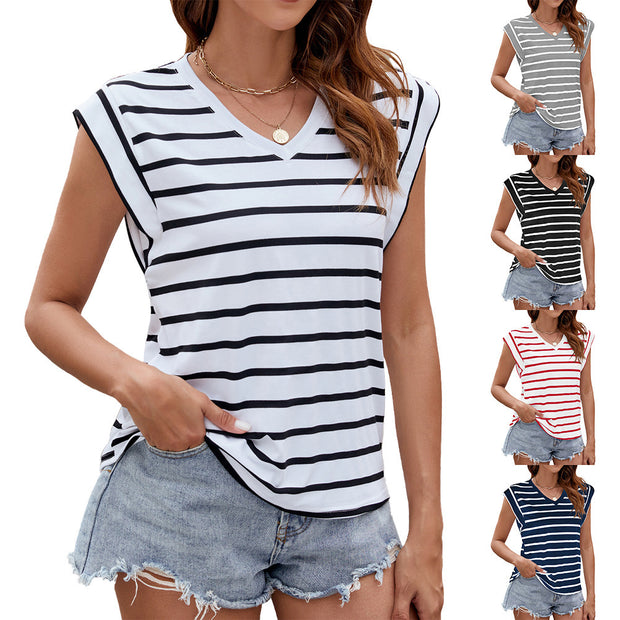 Fashion Stripe Print Short-sleeved T-Shirt