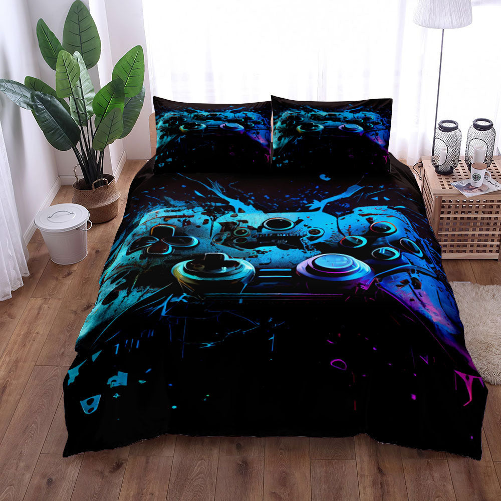 Gamepad Bed Printed Three-piece Set Bed Sheet Coverlet Pillow Case