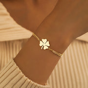 Creative Personality Retro Love Clover Titanium Steel Bracelet