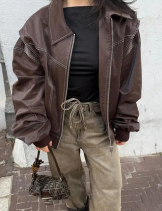 Motor Biker Leather Jacket Womens Clothing